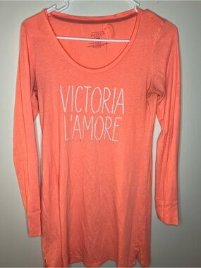 Victoria's Secret Coral Long Sleeve Scoop Neck Top - L'Amore Graphic